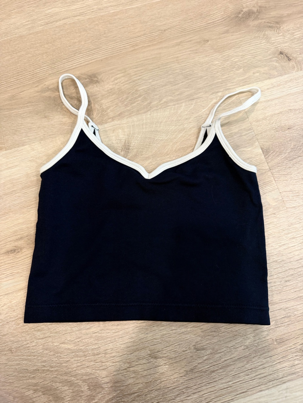 Garage Navy Blue Cropped Cami with Cream Trim
